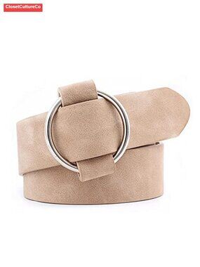 Suede Leather Belt Silver Buckle Waist Belt for Jeans Pants